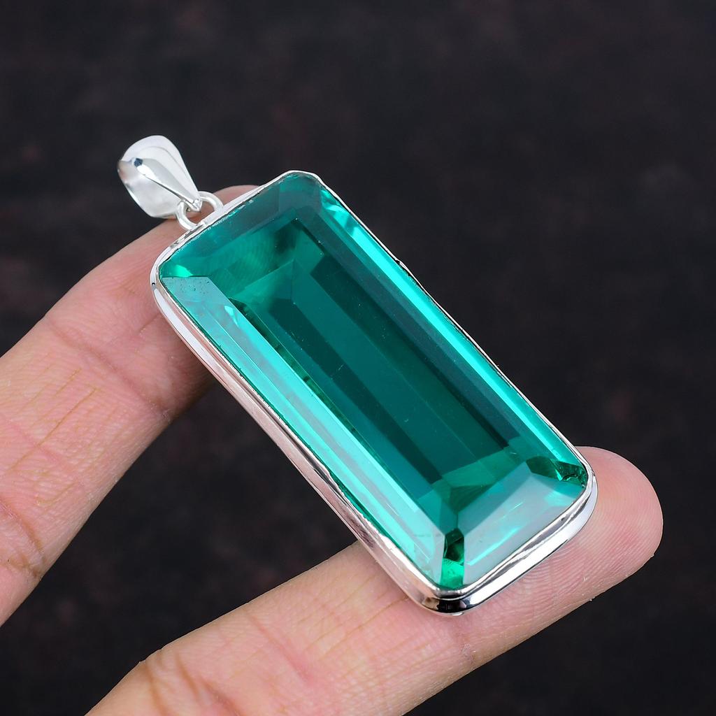 Facettierter Chromdiopsid Anhänger Top-Qualität Edelsteinanhänger 925 Sterlingsilber Anhänger handgefertigter Schmuck Geburtssteinanhänger Geschenke für ihn