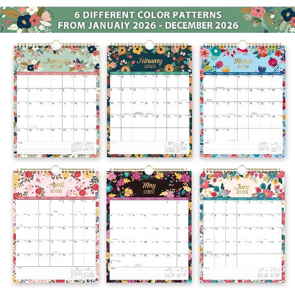 2026 Calendar - JAN 2026 - DEC 2026 Wall Calendar, 12 Month Wall Calendar 2026, 8.5" X 11", Twin-Wire Binding + Hanging Hook + Large Blocks with