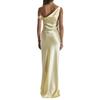 European and American Style Sexy Backless Swing Collar Diagonal Off-the-shoulder Dress High-end Sense Satin Niche Design Sense Dress Long Dress Women