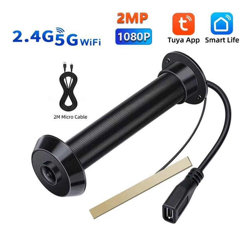 AEE4-Tuya Door Peephole Viewer Smart Wifi Video Doorbell 2.4G/5G Mini Camera 170° Angle Night Vision 1080P Motion Detection