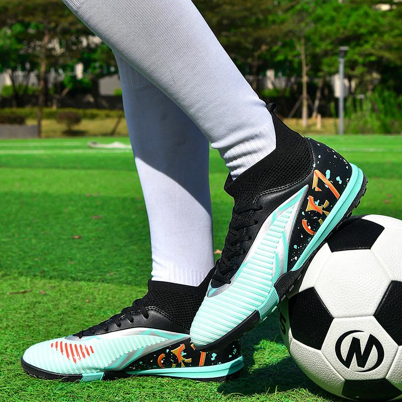 Men's Soccer Cleats Football Cleats for Mens Big Boys High-Top Spikes TF Shoes for Youth Professional Training Turf Sneaker