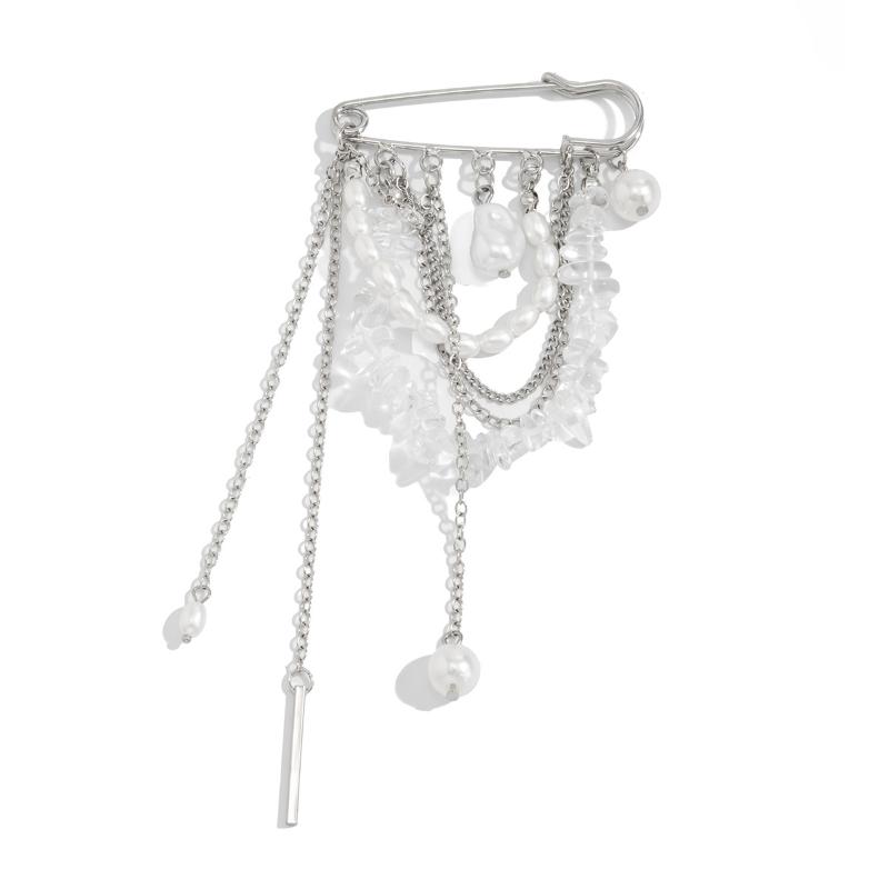 Perlenblumen-Brosche Übertriebener Quasten-Pin Mehrschichtige Hosenketten-Anhänger Revers-Pin Schmuck Dekorationszubehör Geschenke