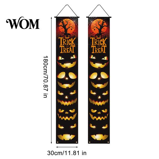 Party Atmosphere Decoration Halloween Porch Sign Banner, Pumpkin Ghost Awning Hanging Wall Supplies Door Decoration, Front Wreath Banner Yard