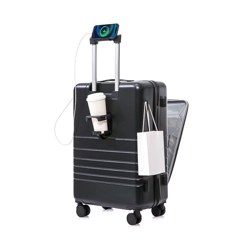 Yongsheng 20'' Front-Opening Suitcase with Universal Wheels, Password Lock & Large Capacity 24'' Zipper