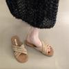 Bohemian Flat-bottomed Woven Cross-strapped Slippers for Women's Summer Wear 2025 New Design Niche Cool Slippers for Women