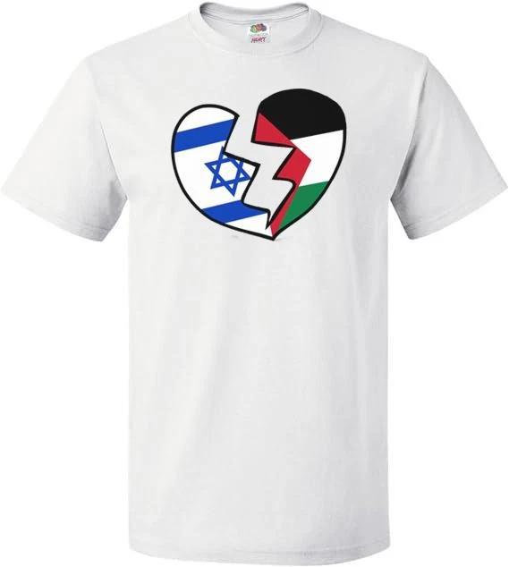 Adults Israel Palestine Broken Heart Middle East War Tshirt XL