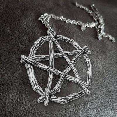 Geometric Occult Wiccan Pendant Necklace Daily Outfits Gothic Star Necklace