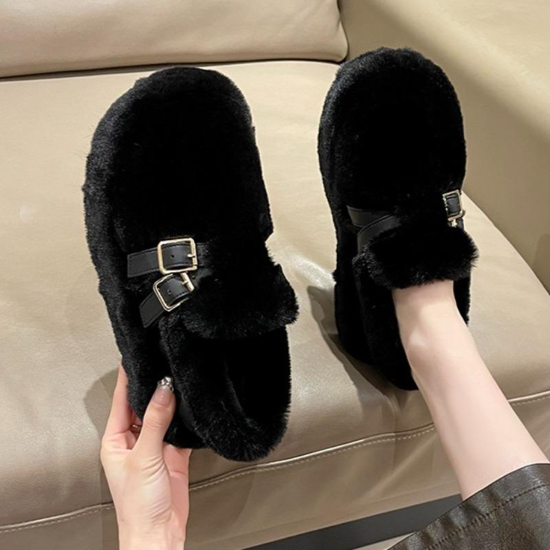 

Модные женские пушистые балетки Модные туфли с пряжкой Удобная зимняя обувь 2025 Новые тренды Классические повседневные кроссовки для ходьбы Zapatillas 35