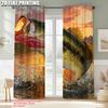 2pcs,2D Plane Printing Window Curtain Fishing Enthusiast Durable Polyester (without Rod) Outdoor Decorations for Season Home