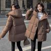 Wind long down cotton clothes women's winter new fashion thickened hooded warm loose cotton jacket