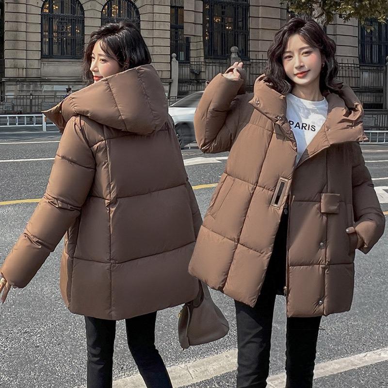 Wind Long Down Cotton Clothes Women's Winter New Fashion Thickened Hooded Warm Loose Cotton Jacket