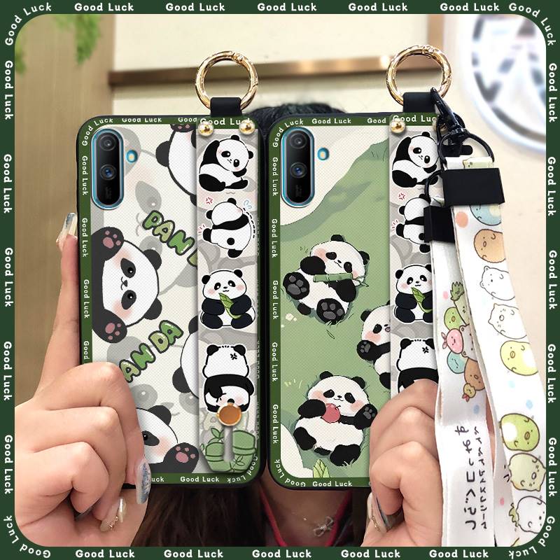 Ring Anti-knock Phone Case For OPPO Realme C3/C3i/Narz N10A Fashion Design Cartoon Dirt-resistant Durable Silicone Panda