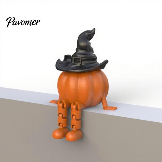 PLA Plastic Ornaments Halloween Desktop Decoration, Movable Wizard Pumpkin Devil Ghost Figurine, 3D Printed Party Supplies for Bookshelf Table