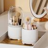 Makeup Brush Holder with Clear Lid 360-Degree Rotating Cosmetic Organizer Dust-proof Makeup Pen Organizer for Vanity Bathroom Desktop