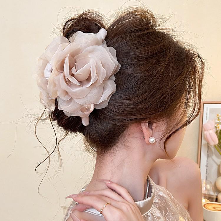 Enchanting Lily Flower Hair Clip: Elegant Shark Clip for Updos