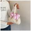 Floral Print Drawstring Crossbody Bag Korean Style Pocket Flower Pattern Durable Canvas Shoulder Bag for Daily Carry