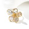 Exaggerated Crystal Flower Ring with Feminine Charm Fashionable Open Ring Design Index Finger Ring