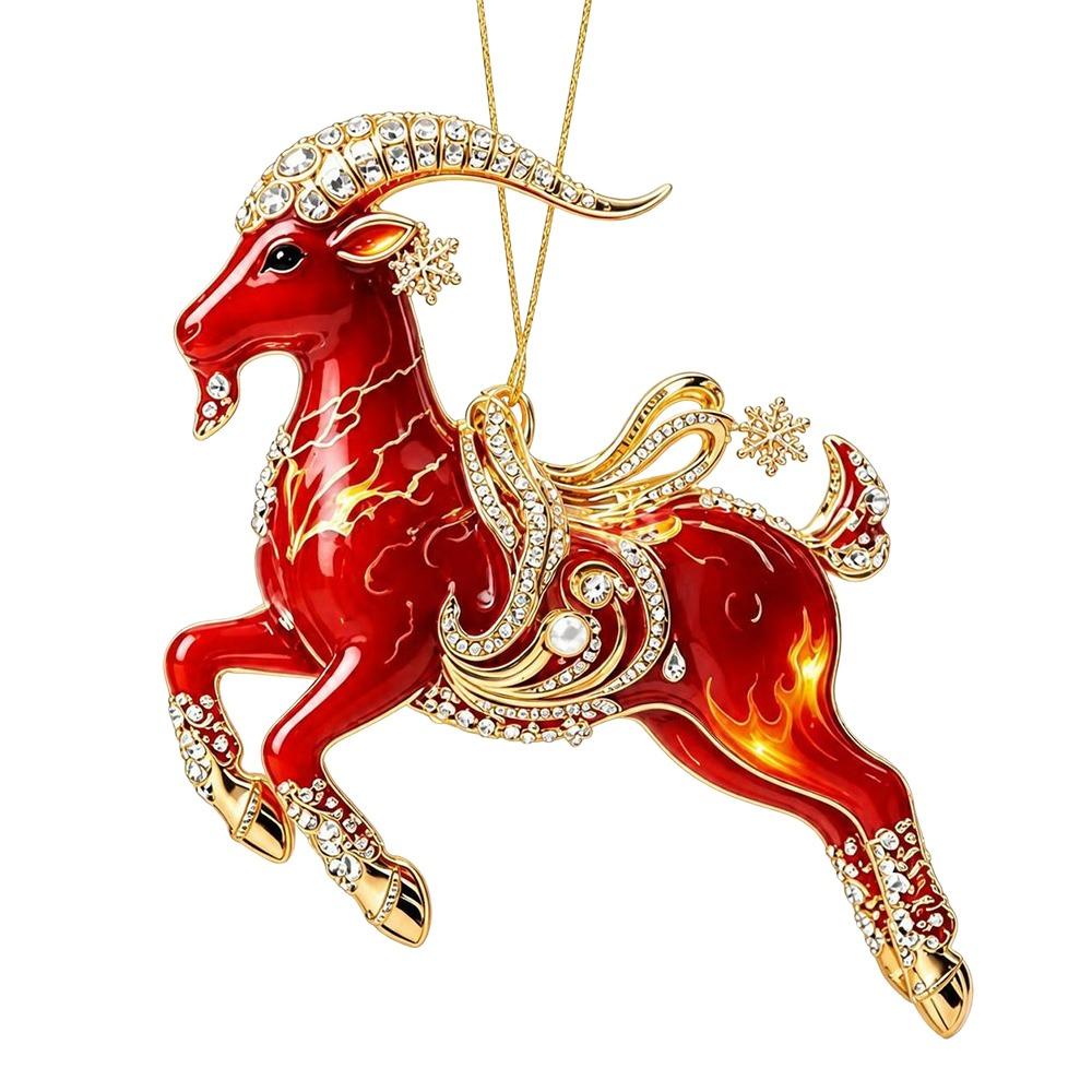 Glänzendes Ziegen-Hängeornament Acryl-Weihnachtsbaumschmuck Neues Sternzeichen Ziege Souvenir Taschenanhänger