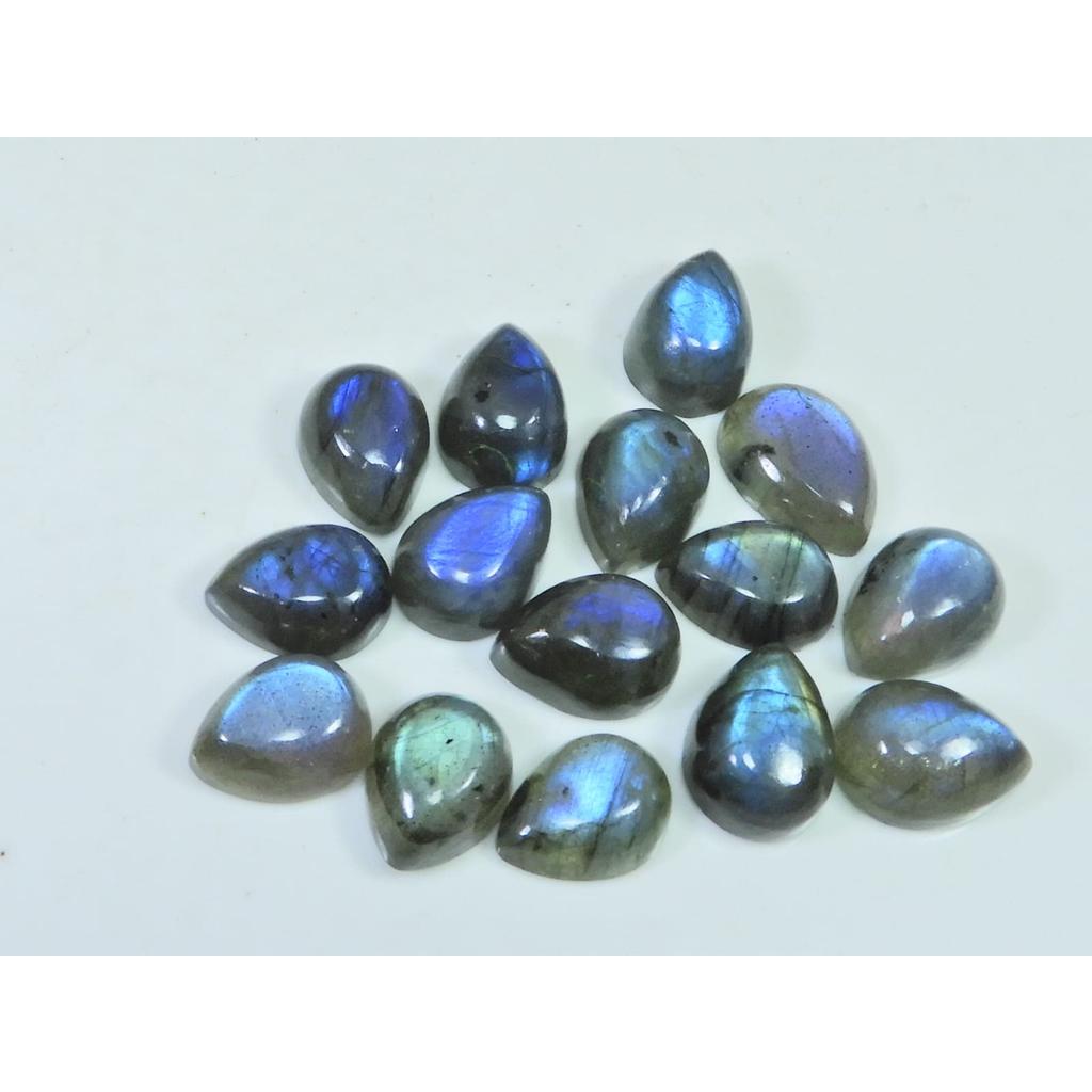 10X13MM Natural Labradorite Blue Fire Pear Cabochon Loose Gemstone 15Pcs Lot C-1116