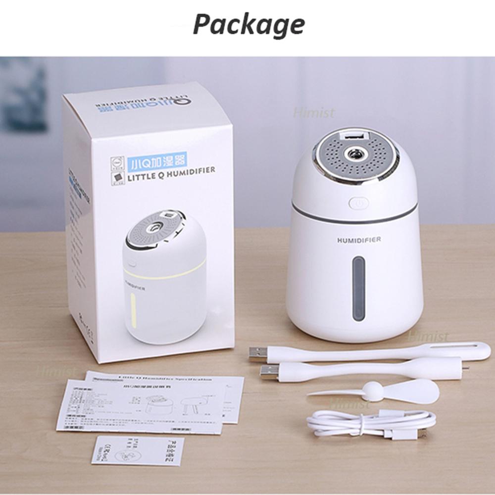 Mini Essential Oil Diffuser With Usb Fan Led Lamp 330ml Ultrasonic Air Humidifier For Home Office Car 3 In 1 Aroma Diffuser