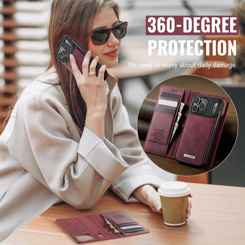 Magnetic Leather Wallet Case for iPhone 16/17 Pro Max (MagSafe Compatible)