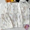 Doll Collar Lace Mikko Pajamas Women'S Summer Cloud Cotton Loungewear Short Sleeve Three-Piece Set