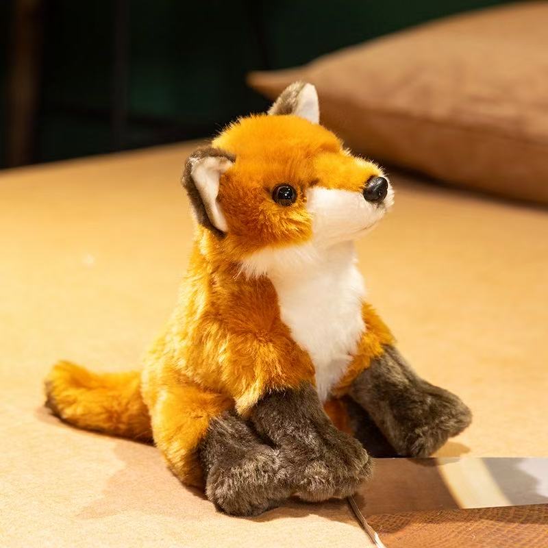 25cm Simulation New Sitting Fox Plush Toy Stuffed Plush Toy Figurine Cartoon Anime Cute Children's Birthday Gift Fun Doll