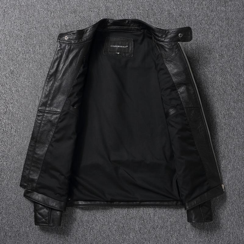 Chinese Size Men Leather Jacket Genine Cowhide Leather Motorcycle Style Cow Jackets for Men Autumn