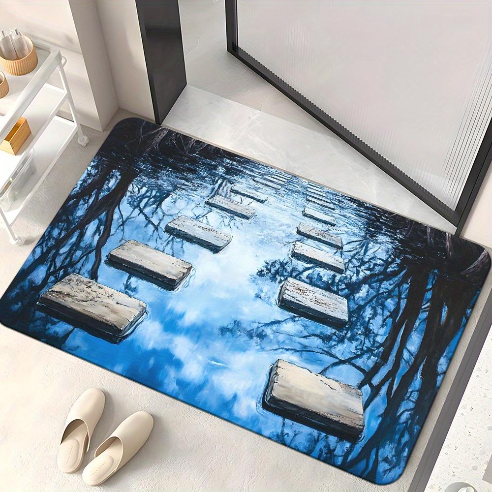 3D Visual Effect Phantom Pattern High Definition Printed Non-Slip Door Mat Absorbent Washable Rug for Bathroom Living Room Yoga