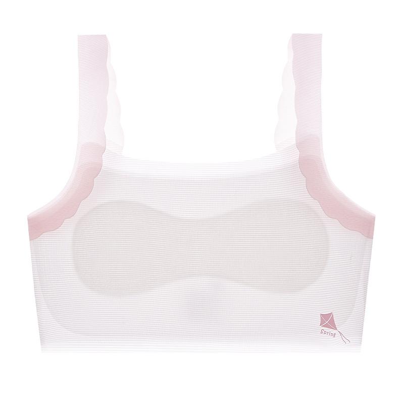 Summer girls developmental underwear anti-bumping girl A antibacterial student vest medium and older children s ice silk seamless bra s【 22.5-32.5kg 】 белый