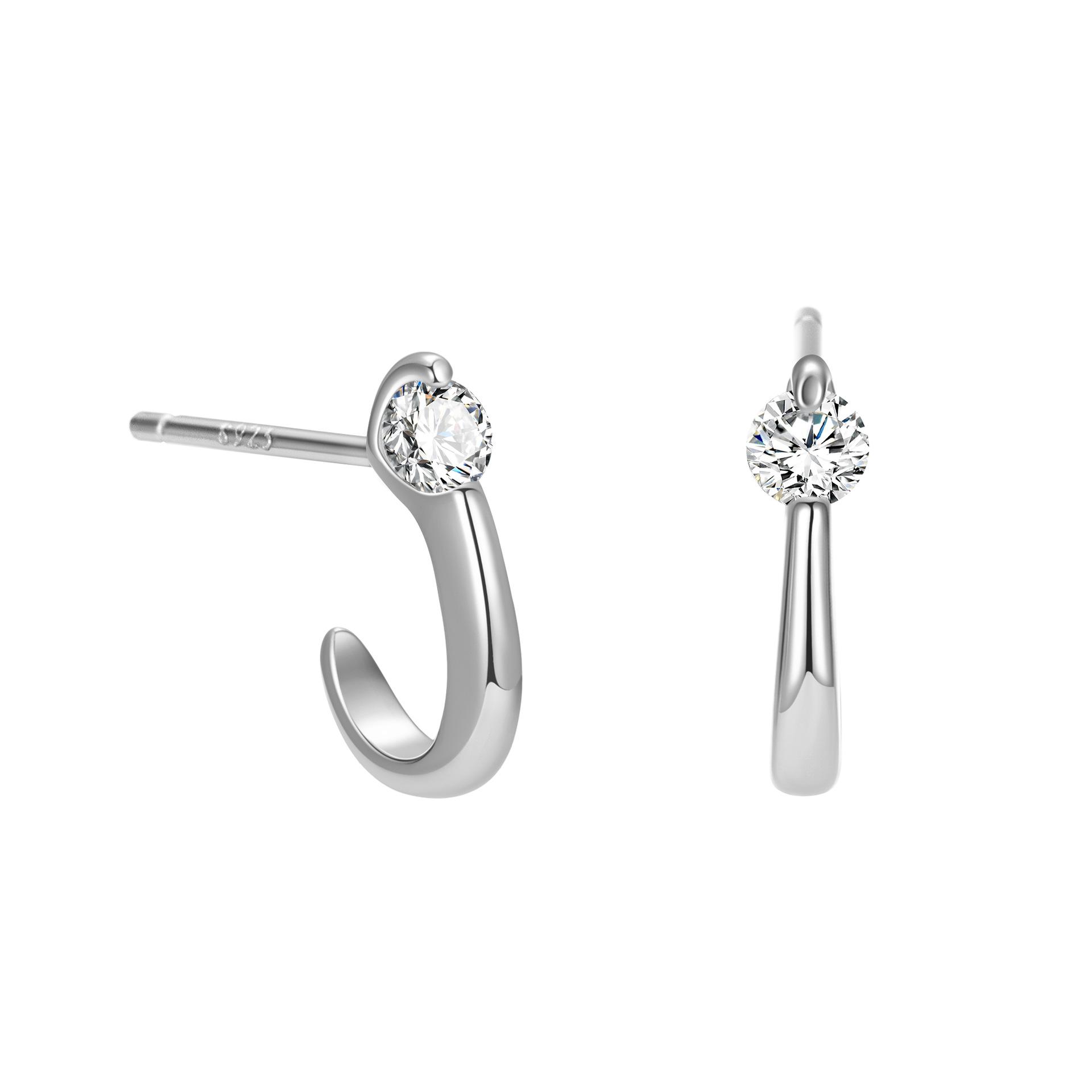 

Real 925 Sterling Silver Fashion Cubic Zirconia Ear Studs Delicate Geometry Stud Earrings For Women Fine Jewelry срібний