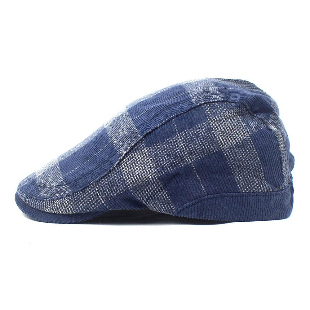 Autumn and winter new beret men's and women's cap retro plaid hat cotton curved brim hat