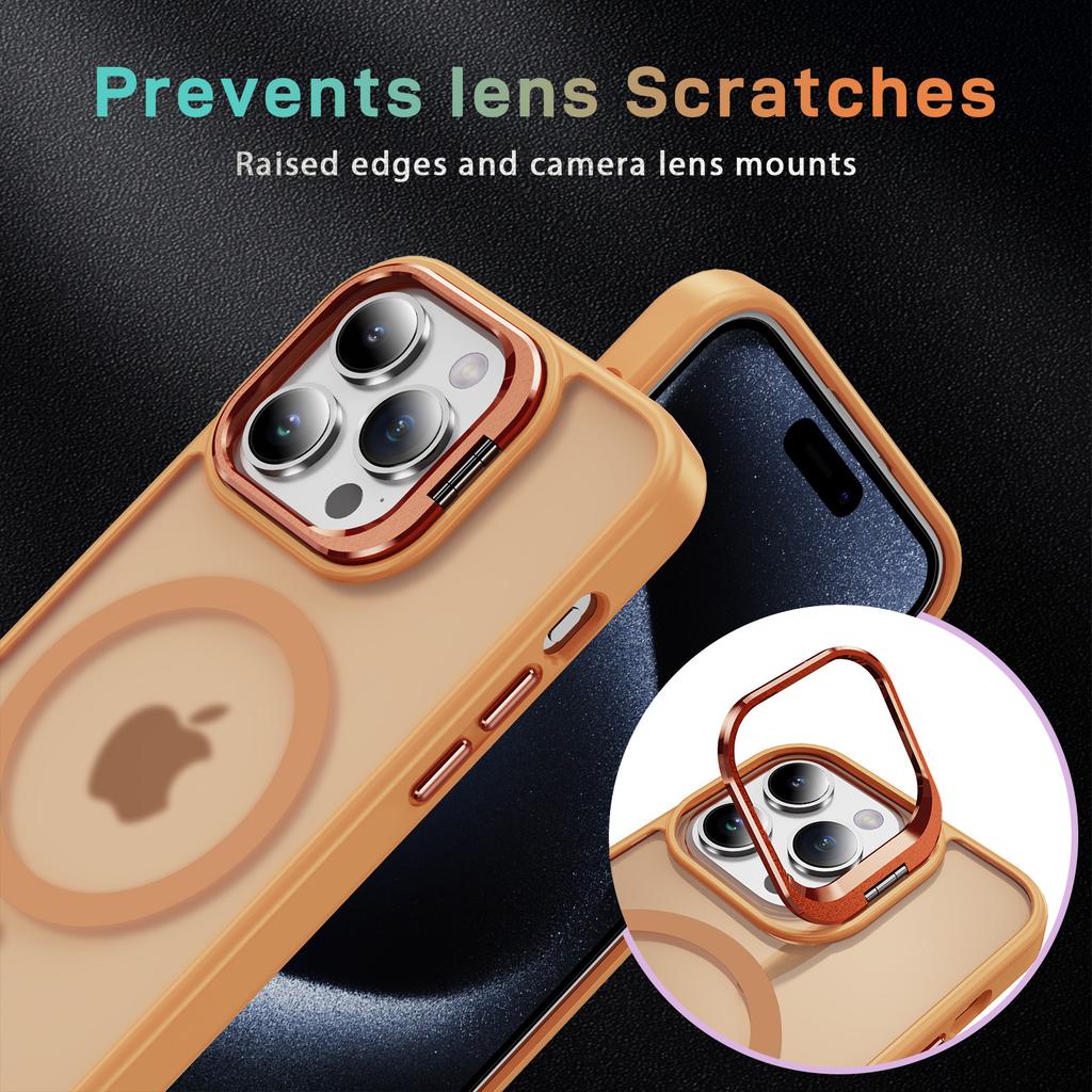 Compatible with MagSafe for iPhone 15 Pro Case PC+TPU+Metal Kickstand Phone Cover