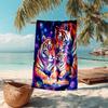1PC Custom Name Tiger Family Stars Beach Towel Highly Absorbent And Sand-Resistant Towel for Swimming, Pool, Yoga, And Travel Lightweight