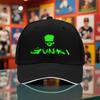1pc of Unisex Seasonal Baseball Cap New Style Hat with GUNKI Skull Print Breathable Black FlatBrimmed Cap for Outdoor Use