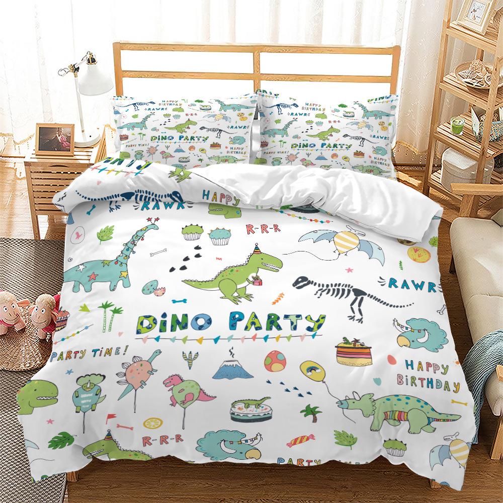 Animal Dinosaur Three-Piece Quilt Cover Children'S Bedding Digital Printing Four-Piece Batch