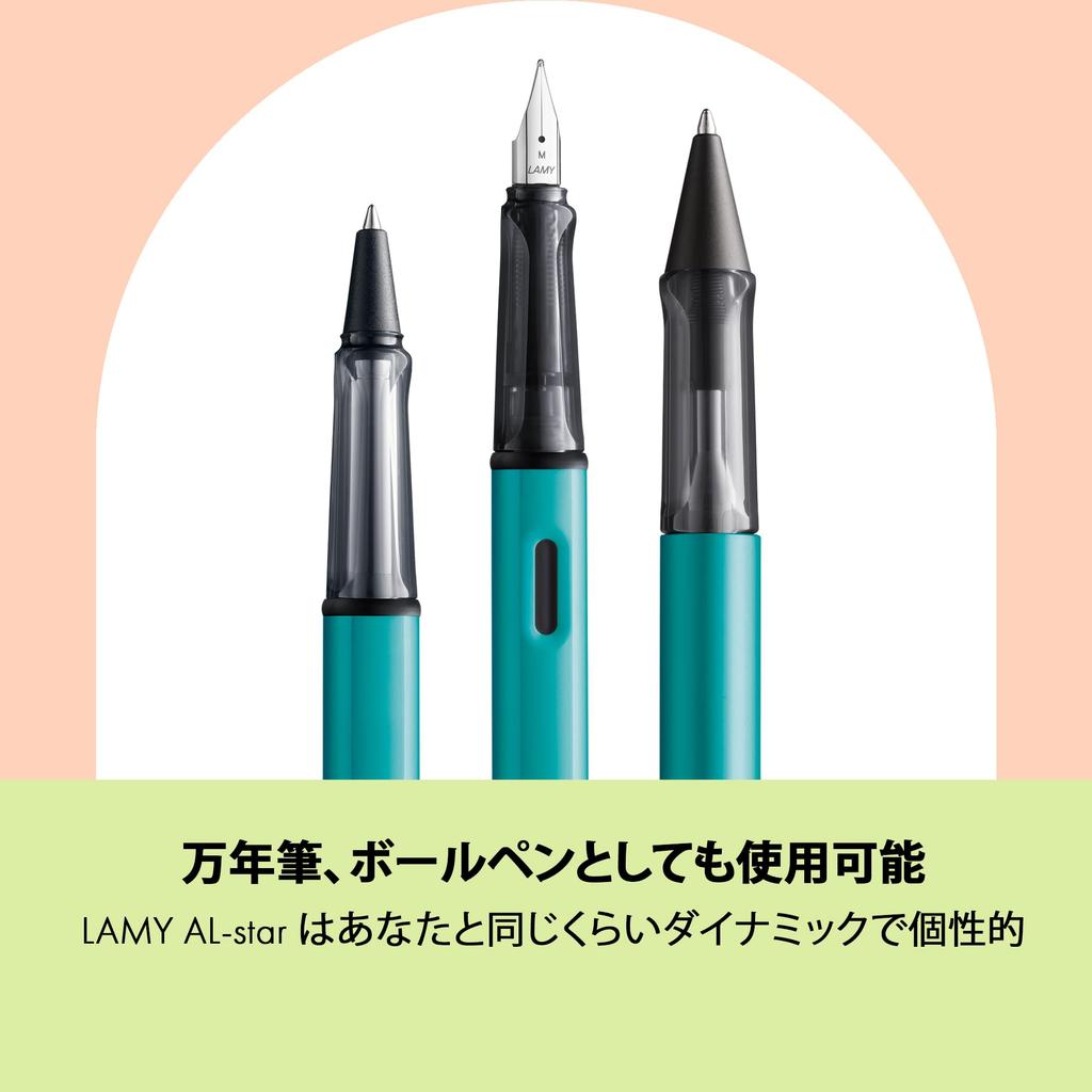 LAMY Tourmaline Rollerball Pen ergonomic grip line width M Lightweight aluminum body Rollerball with black refill LAMY M 63 AL-star - Transparent,