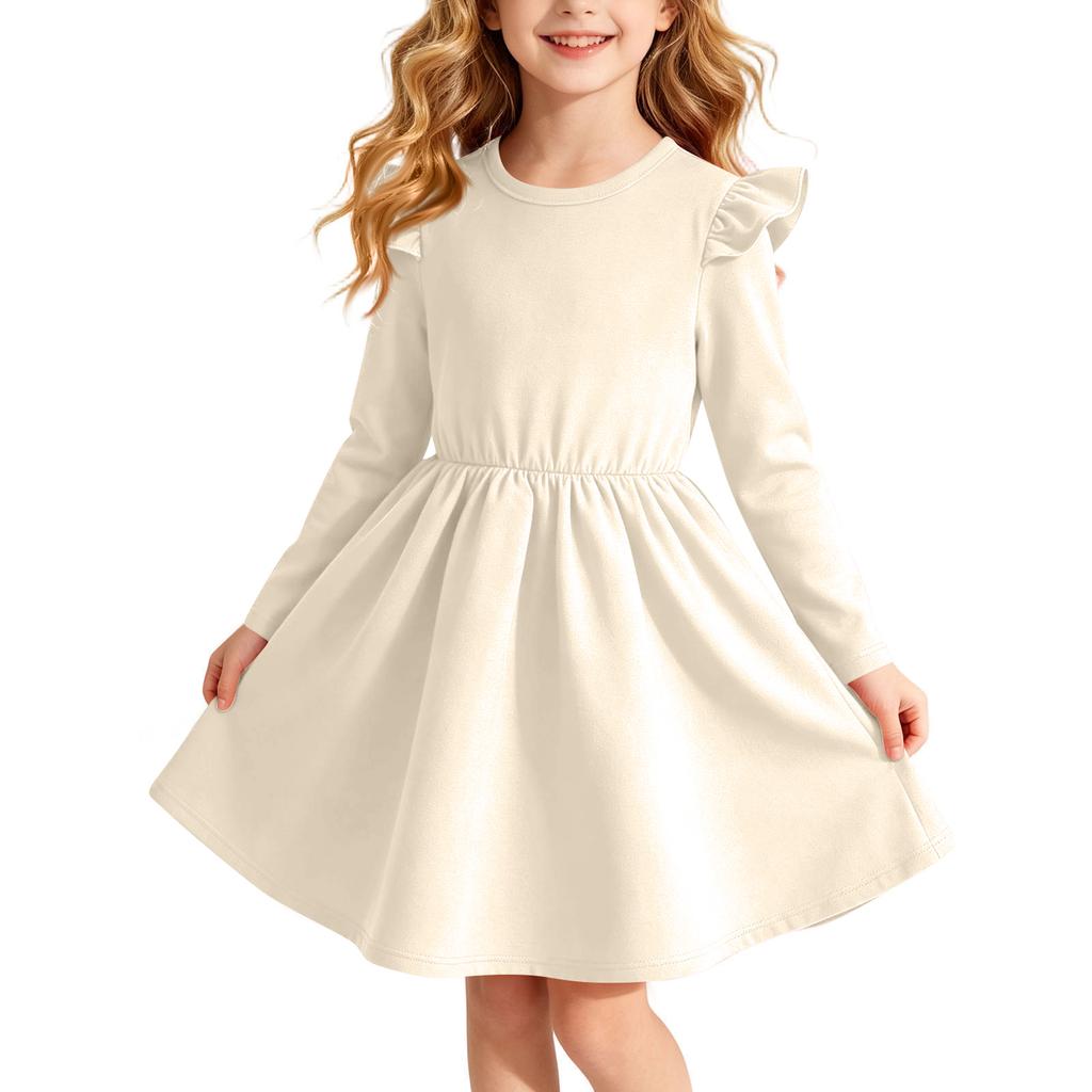 Abito da bambina alla moda a maniche lunghe per l'uso quotidiano casual