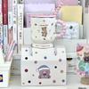 Cute girl heart cartoon bear ceramic mug with lid for girl birthday gift girlfriend souvenir gift box
