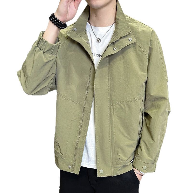Supply Men'S Jacket Spring New Stand-Up Collar Handsome Tooling Youth Jacket Versatile Fashion Trend