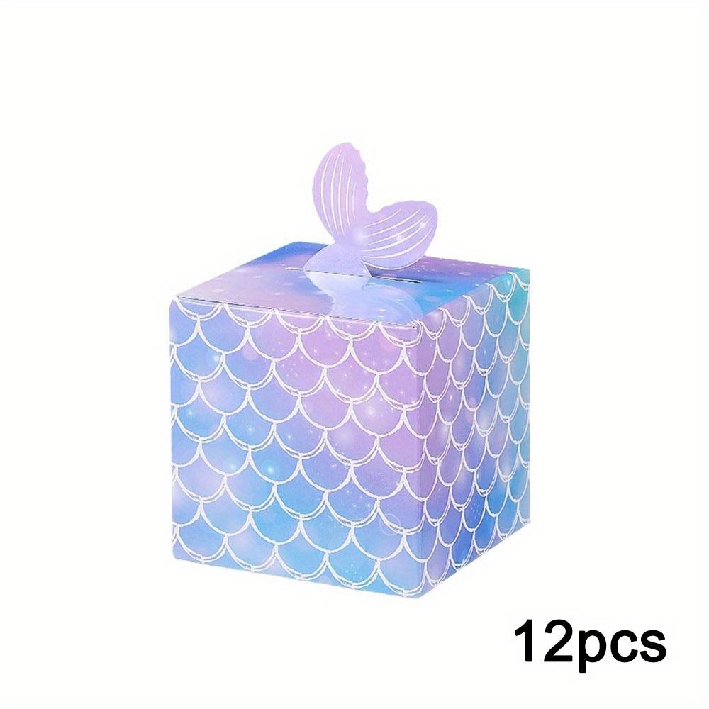

12 шт. Коробка для подарков на вечеринку в стиле русалки, бумажные коробки для угощений, подарочная коробка с хвостом русалки, летняя подарочная упаковочная коробка, квадратная подарочная коробка, подарочная упаковка для темы «Под морем» 12pcs