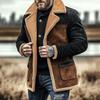 Herren Braun Wildleder Shearling Bikerjacke mit Lederärmeln und Knopfleiste