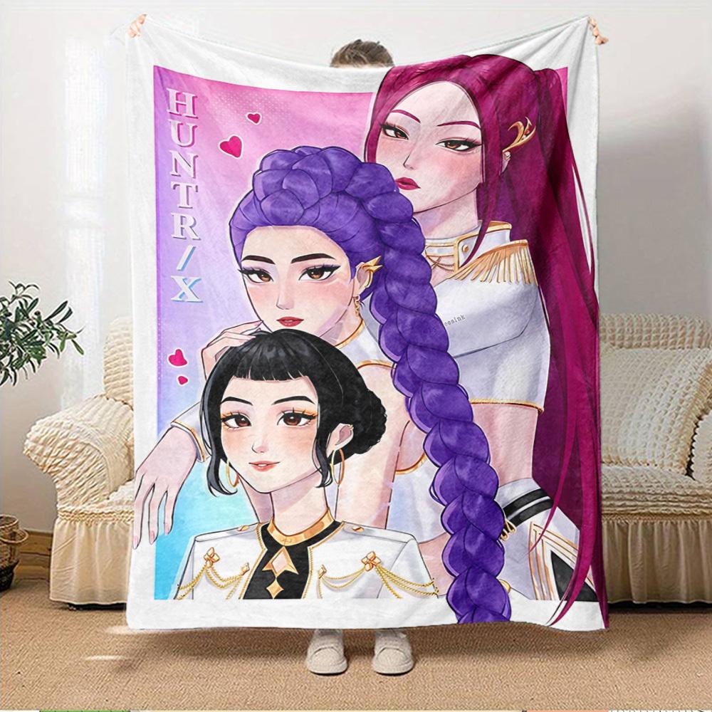 K-POP Anime Girls Group Four Seasons Soft Warm Blanket All-Season Thick Knit Polyester Bedspread for Bed, Camping, Travel Perfect Gift