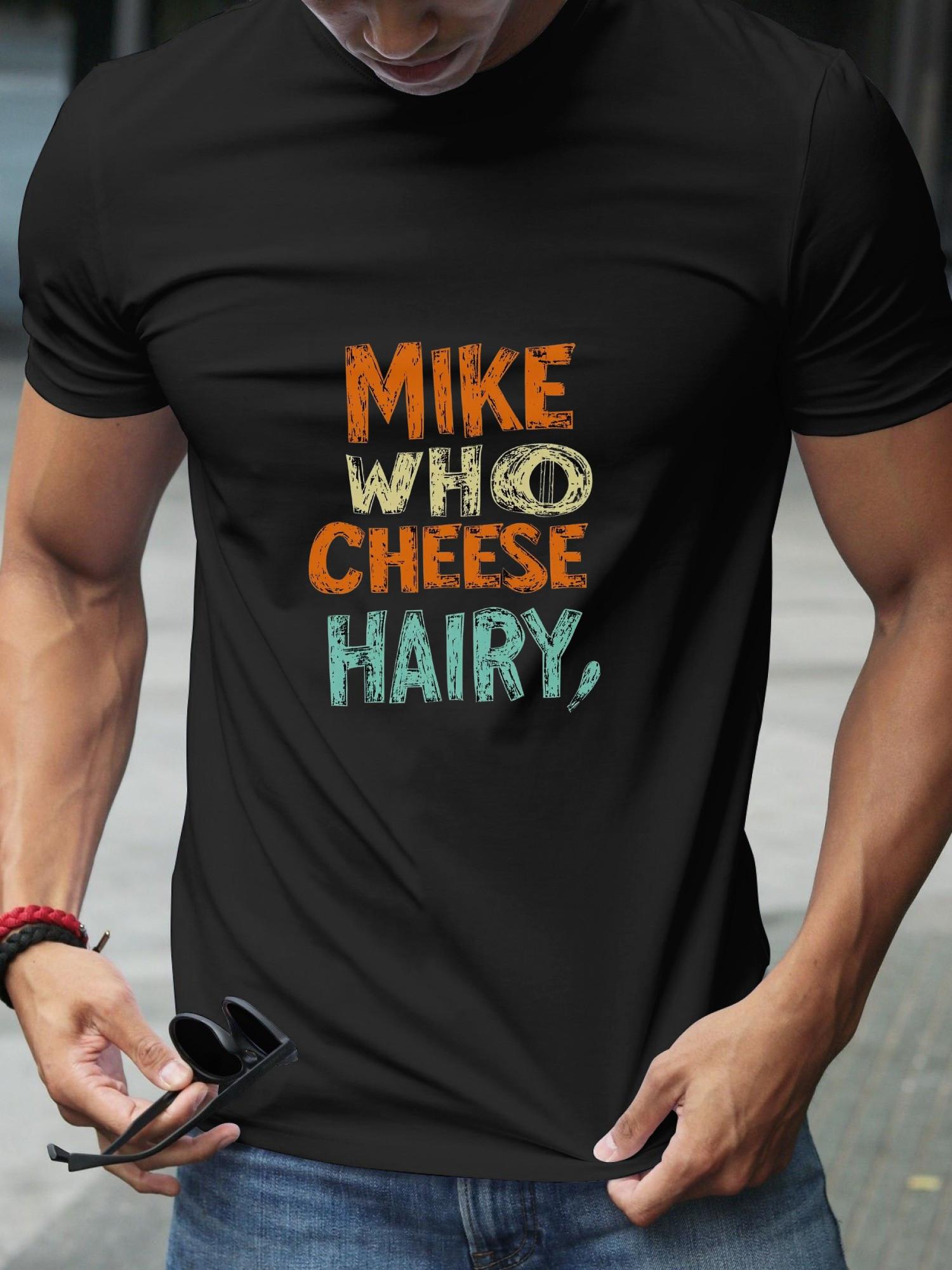 1pc Casual Graphic T-shirt - Black with Colorful Distressed MIKE WHO CHEESE HAIRY Print XXXL