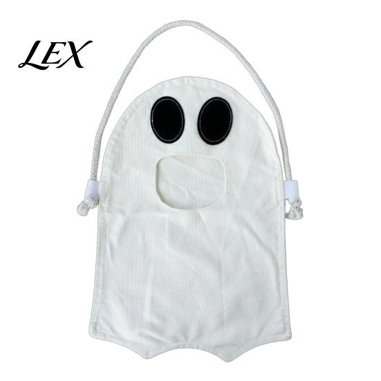 Lightweight Candy Carrier Halloween Ghost Bag for Kids, Cute Fabric Treat or Trick Tote with Handle, Spooky Snack Goodie Bags Party Supplies Portable