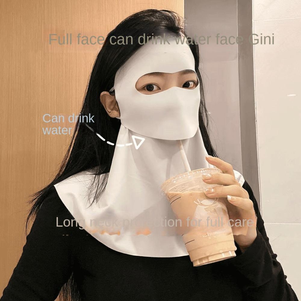 UPF 50+ Ice Silk Face Cover Summer Neck Wrap Cover Thin Full-Face Sunscreen Veil Climbing