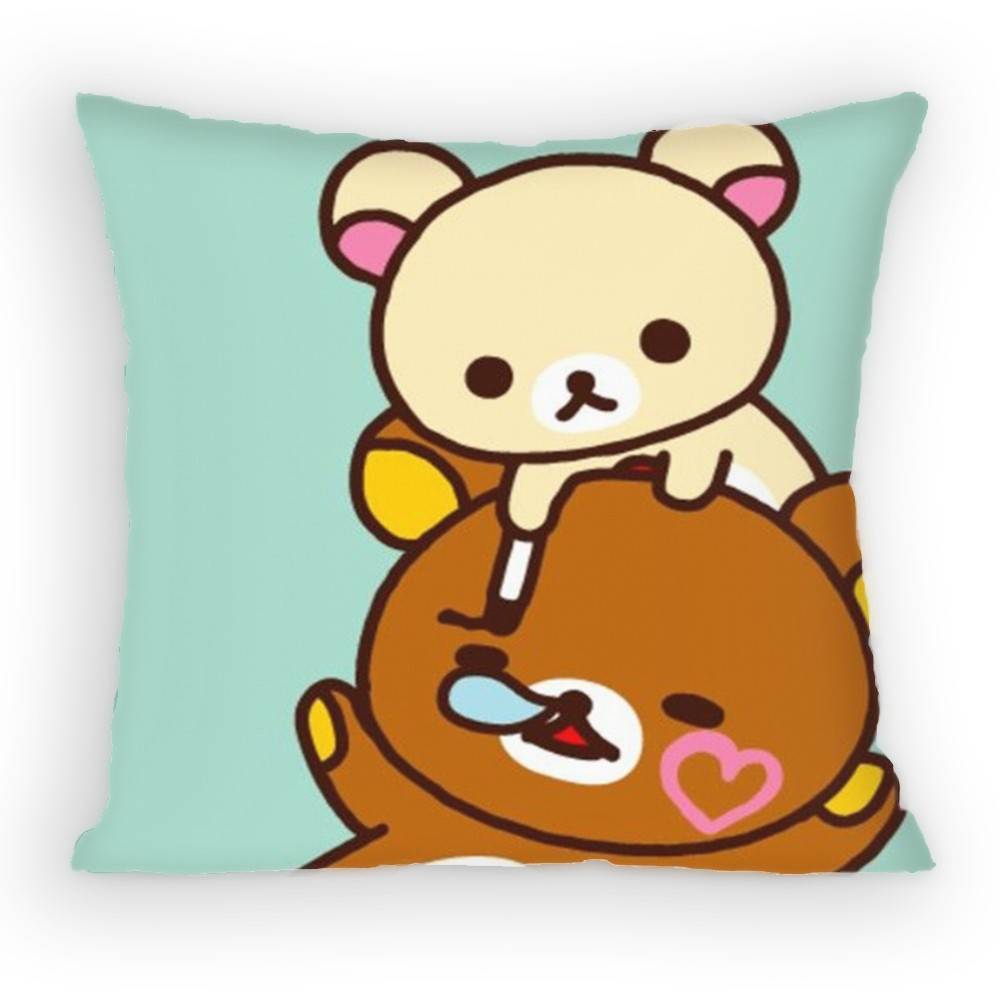 Cute Cartoon Rilakkuma Kawaii Bear Pillow Case Sofa Living Room Bedroom Headboard Backrest Cushion Square Cushion Nap Time