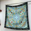 Silk Scarf Women Floral Printed Square Scarves Head Echarpes Silk Foulards Femme Wraps Beach Shawls Bandana Lady Hijabs 90CM