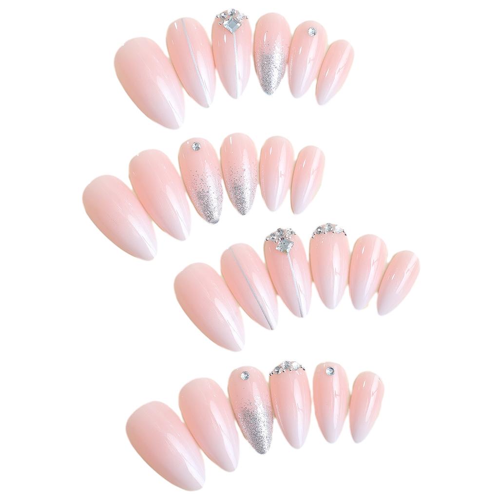 Handmade Wear Nails Light Luxury Ins Style Almond Shape Diamond Models Nail Art Piece