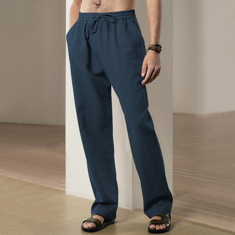 Men's Solid Cotton Linen Trousers